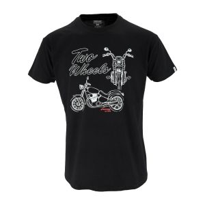 Dressa Two Wheels nagyméretű pamut motoros póló - fekete