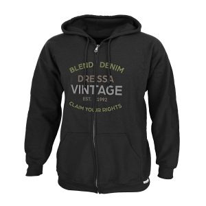 Dressa Vintage Blend feliratos cipzáros kapucnis pamut pulóver