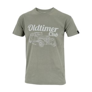 Dressa Oldtimer Club autó mintás pamut póló - szürke