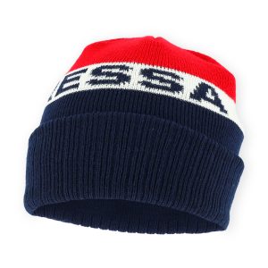Dressa feliratos kötött téli sapka - sötétkék-fehér-piros