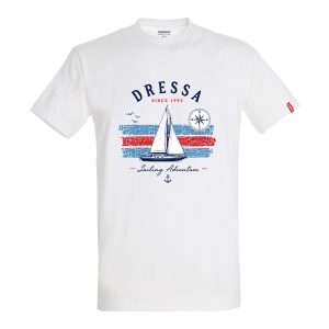 Dressa Sailing Adventure hajó mintás környakú rövid ujjú nagyméretű pamut póló
