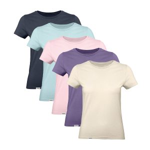 Dressa Essential környakú rövid ujjú női pamut póló csomag - 5 db