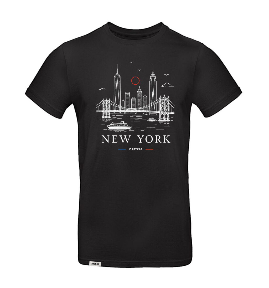 Dressa New York mintás nagyméretű környakú rövid ujjú pamut póló