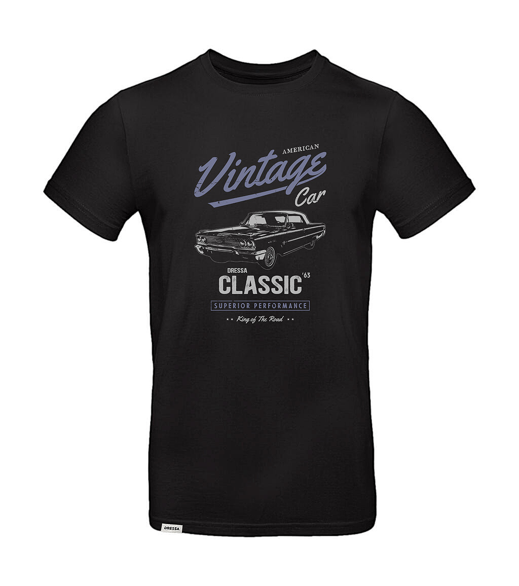 Dressa Classic 63 autós mintás környakú rövid ujjú pamut póló